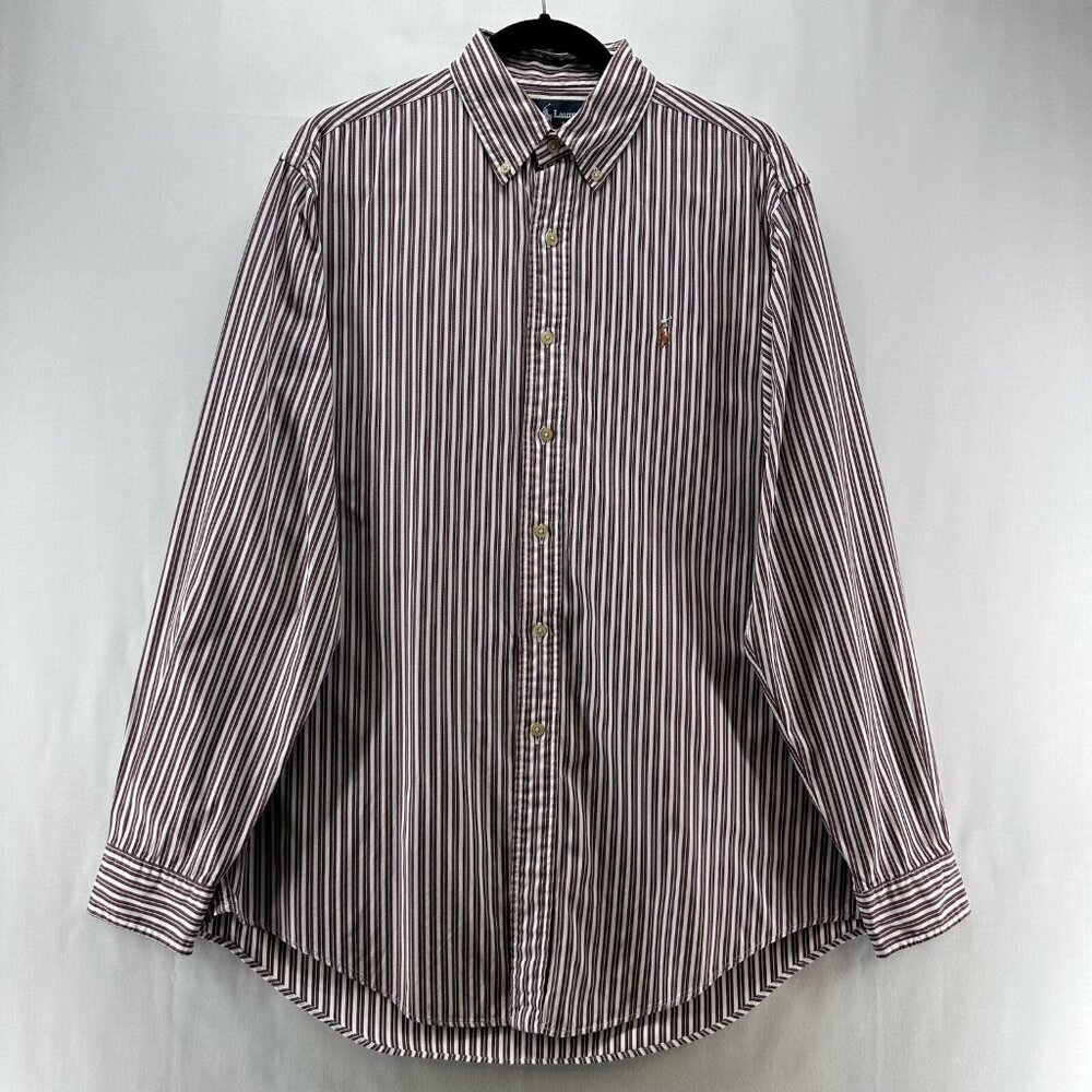 Ralph Lauren Shirt Mens Sz 15.5 XL  Yarmouth Button Down Long Sleeve Striped